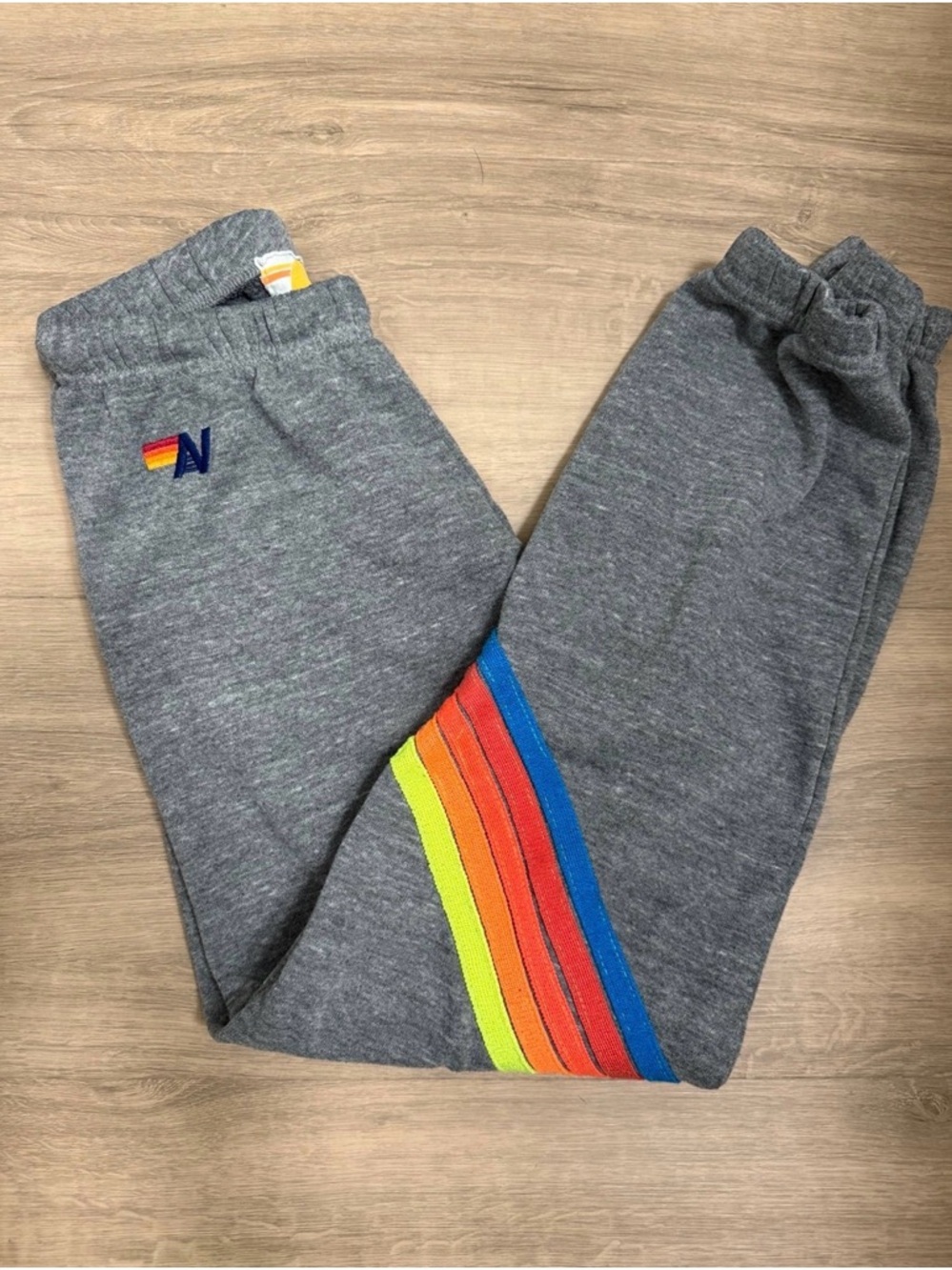 Aviator Nation Grey Joggers with Rainbow Side Stripes